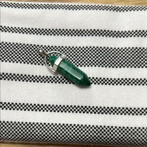 Malachite Crystal Point Pendant Nestled in a Tibetan Silver Bail